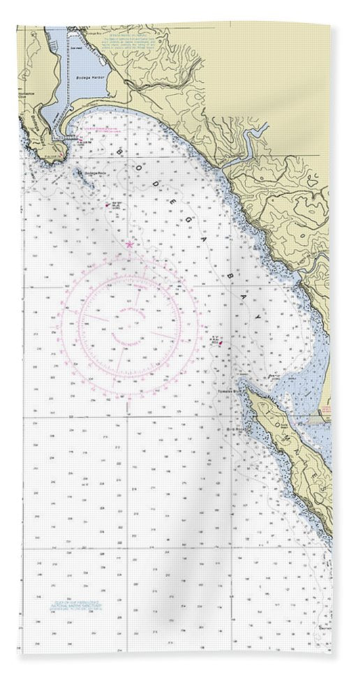 Bodega bay California Nautical Chart - Beach Towel