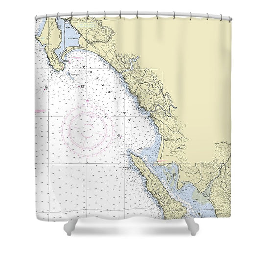 Bodega Bay California Nautical Chart Shower Curtain