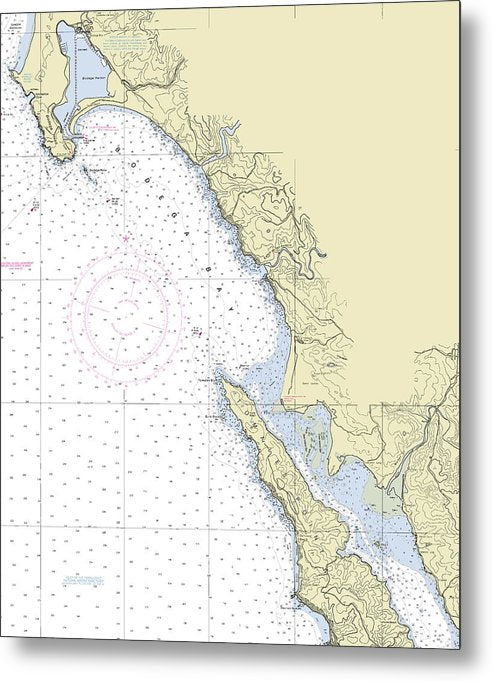 A beuatiful Metal Print of the Bodega Bay California Nautical Chart - Metal Print by SeaKoast.  100% Guarenteed!