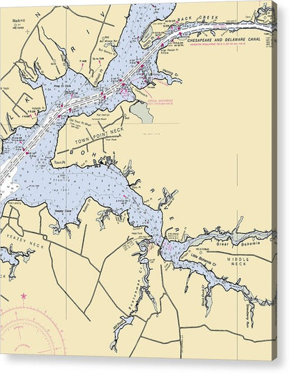 Bohemia River Maryland Nautical Chart - Acrylic Print – 7" x 8" – Acrylic Nautical Chart Print by SeaKoast.