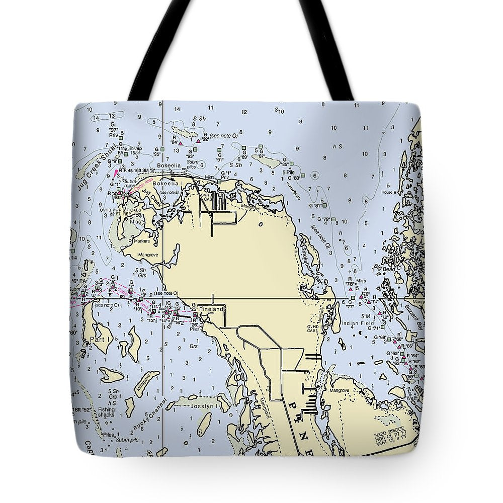 Bokeelia Florida Nautical Chart - Tote Bag