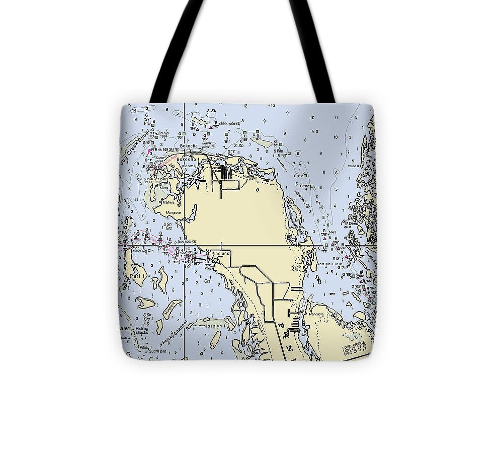 Bokeelia Florida Nautical Chart Tote Bag