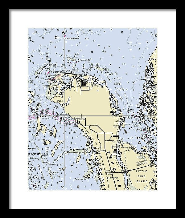 Bokeelia Florida Nautical Chart - Framed Print