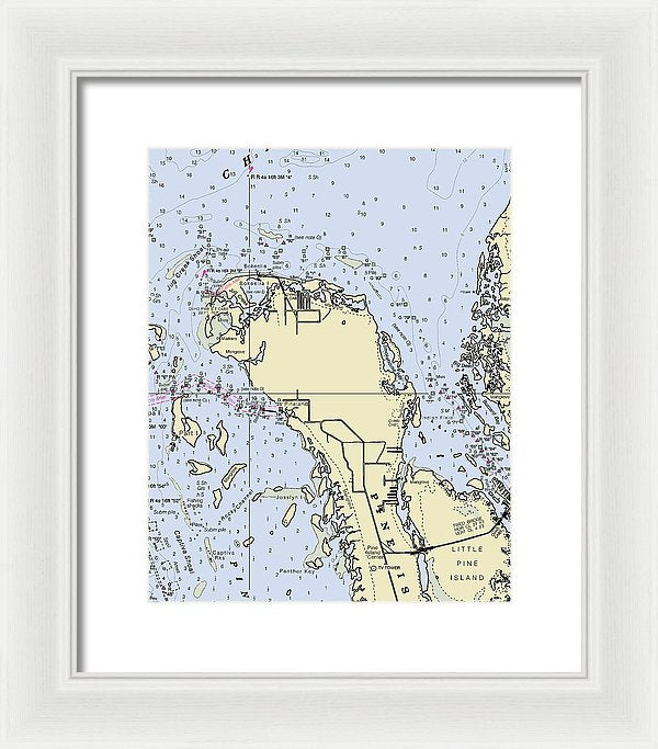 Bokeelia Florida Nautical Chart - Framed Print