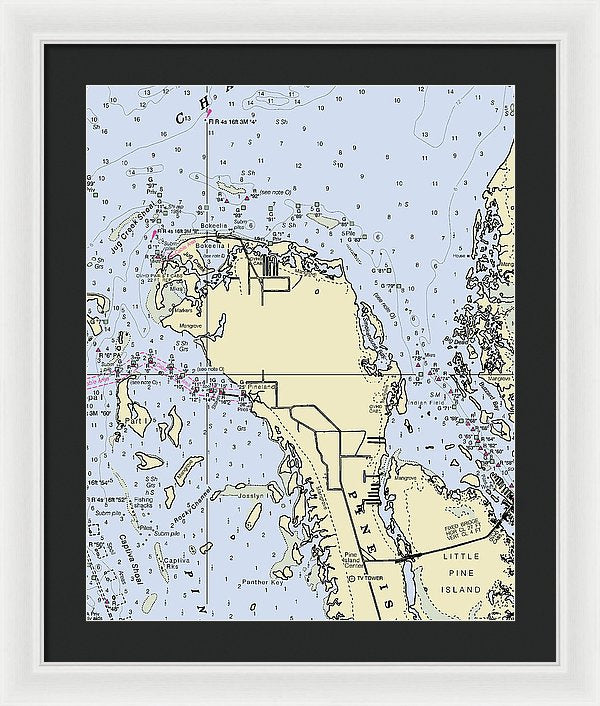 Bokeelia Florida Nautical Chart - Framed Print