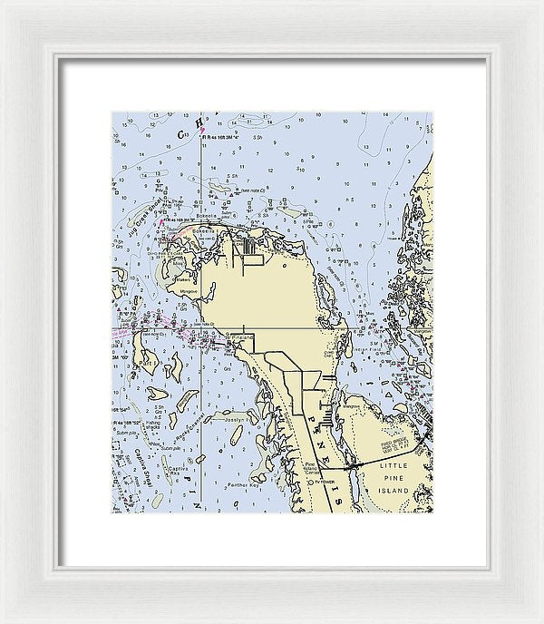 Bokeelia Florida Nautical Chart - Framed Print