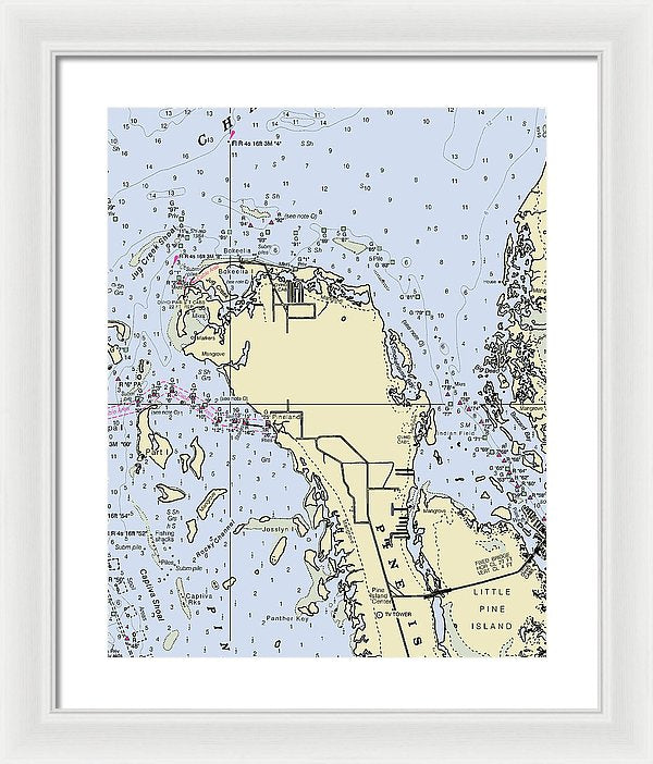 Bokeelia Florida Nautical Chart - Framed Print