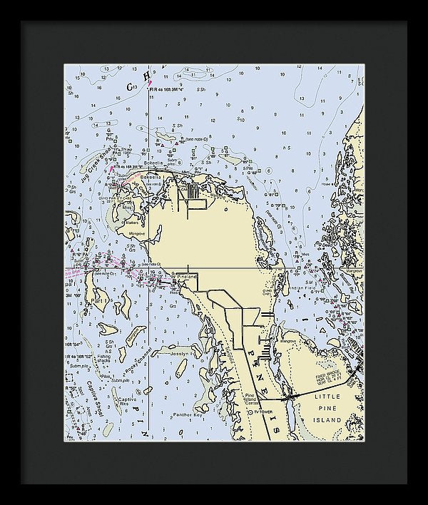 Bokeelia Florida Nautical Chart - Framed Print