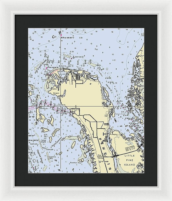 Bokeelia Florida Nautical Chart - Framed Print