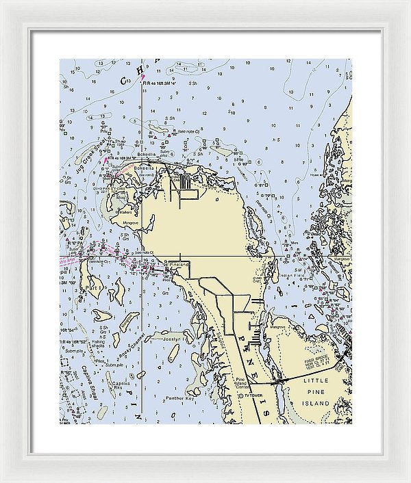 Bokeelia Florida Nautical Chart - Framed Print