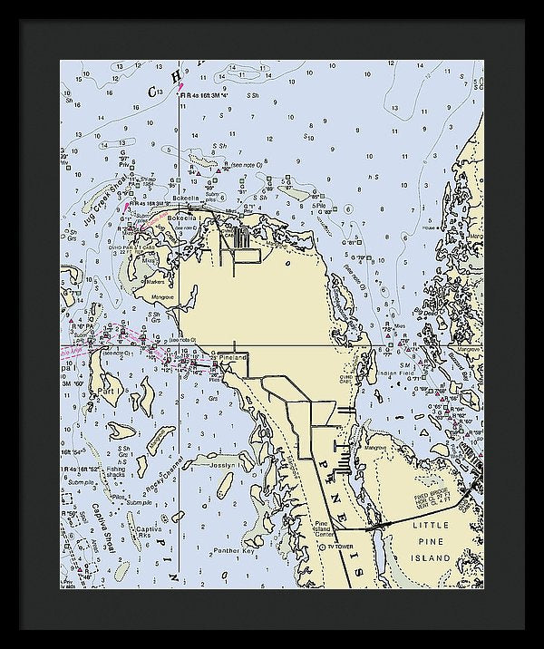 Bokeelia Florida Nautical Chart - Framed Print