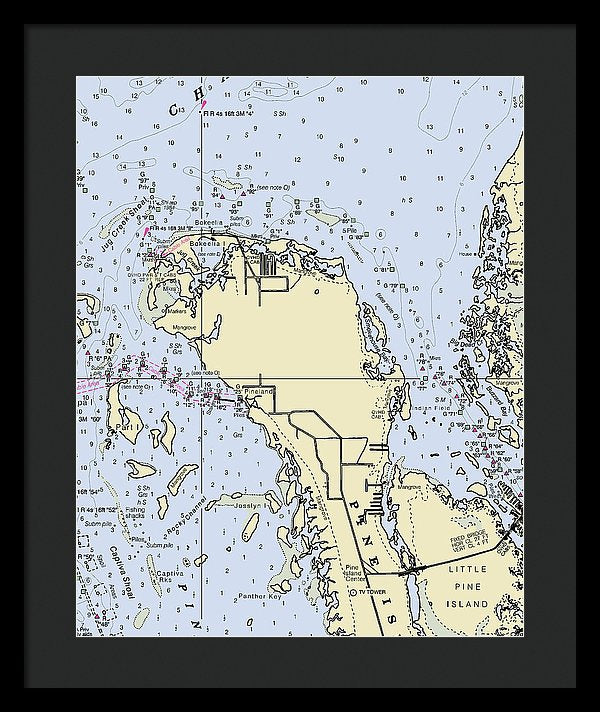 Bokeelia Florida Nautical Chart - Framed Print