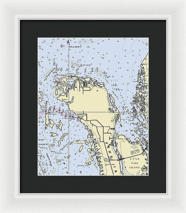 Bokeelia Florida Nautical Chart - Framed Print