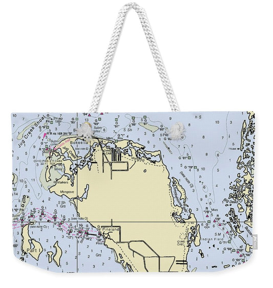 Bokeelia Florida Nautical Chart - Weekender Tote Bag