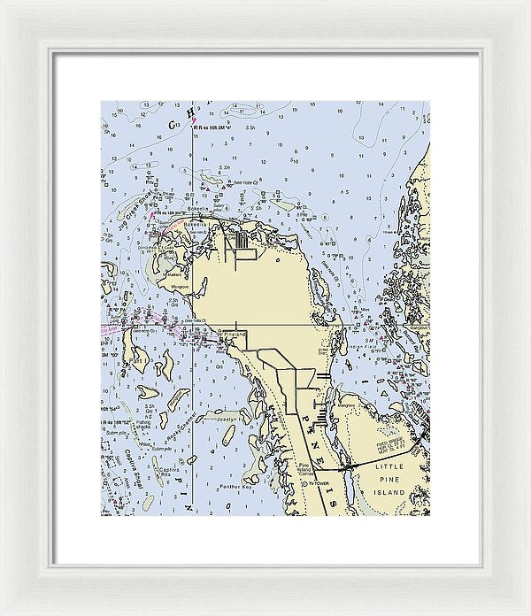 Bokeelia Florida Nautical Chart - Framed Print