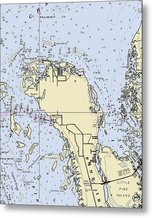 A beuatiful Metal Print of the Bokeelia Florida Nautical Chart - Metal Print by SeaKoast.  100% Guarenteed!