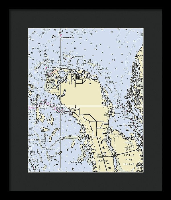 Bokeelia Florida Nautical Chart - Framed Print