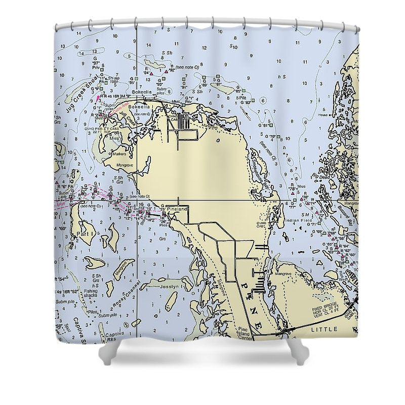 Bokeelia Florida Nautical Chart Shower Curtain