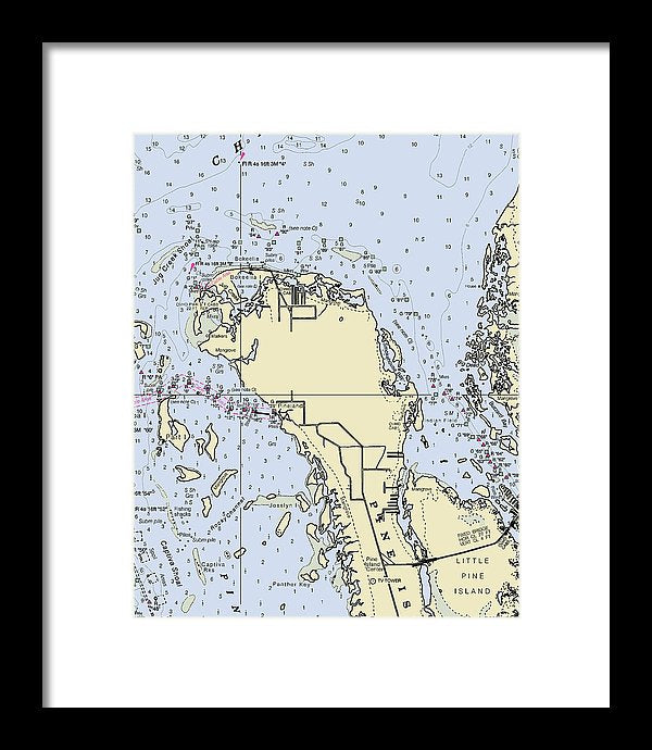 Bokeelia Florida Nautical Chart - Framed Print