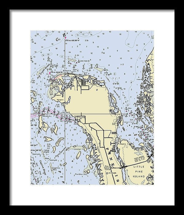 Bokeelia Florida Nautical Chart - Framed Print