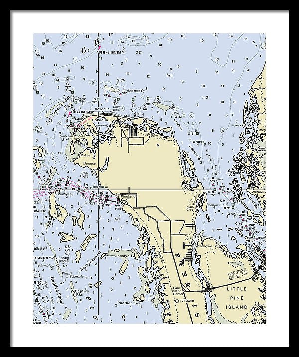 Bokeelia Florida Nautical Chart - Framed Print