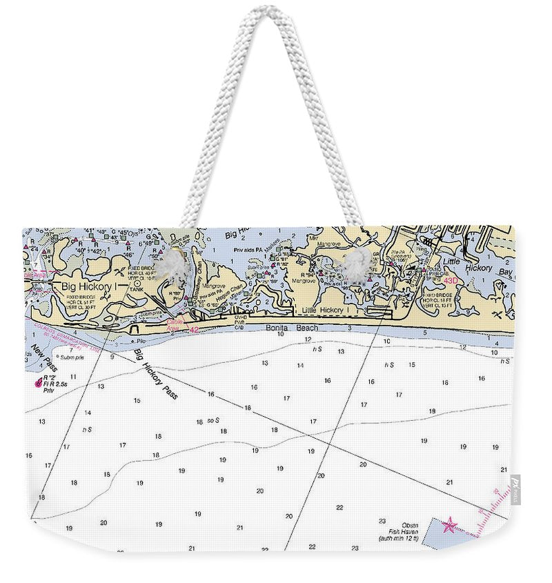 Bonita Beach-florida Nautical Chart - Weekender Tote Bag