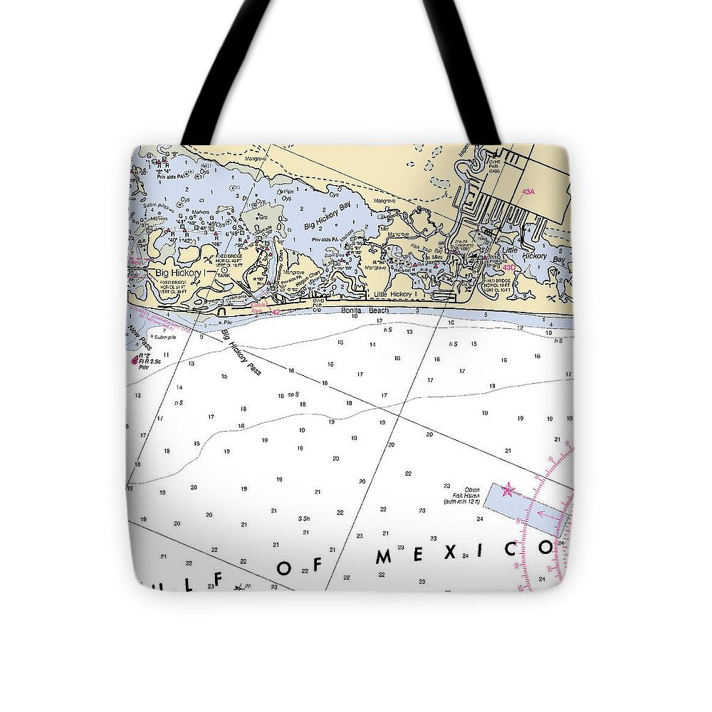 Bonita Beach-florida Nautical Chart - Tote Bag