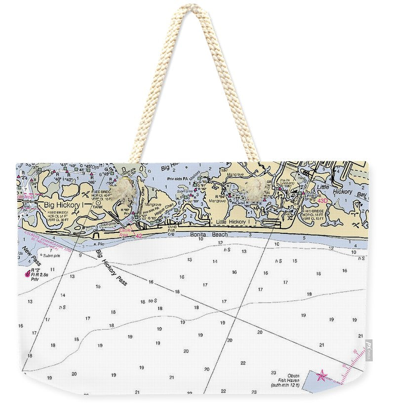 Bonita Beach-florida Nautical Chart - Weekender Tote Bag