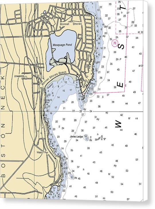 Bonnet Shores-rhode Island Nautical Chart - Canvas Print