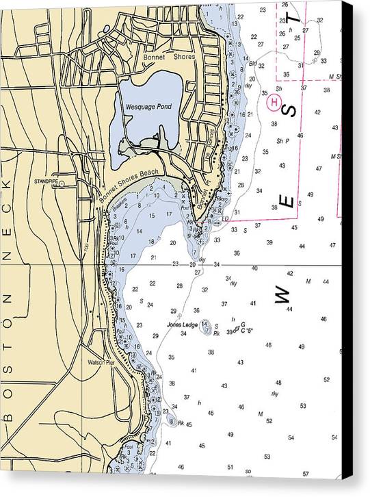 Bonnet Shores-rhode Island Nautical Chart - Canvas Print