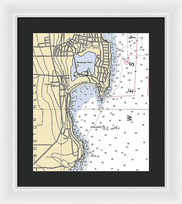 Bonnet Shores-rhode Island Nautical Chart - Framed Print