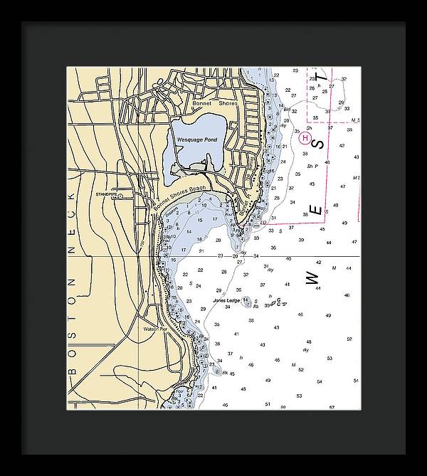 Bonnet Shores-rhode Island Nautical Chart - Framed Print