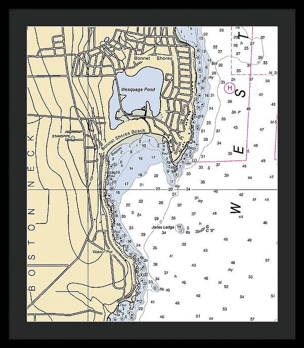 Bonnet Shores-rhode Island Nautical Chart - Framed Print