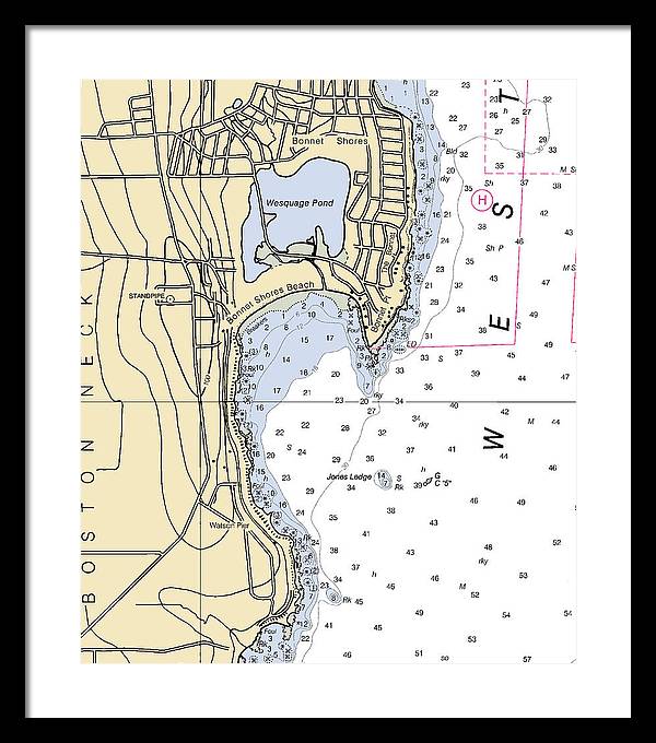 Bonnet Shores-rhode Island Nautical Chart - Framed Print