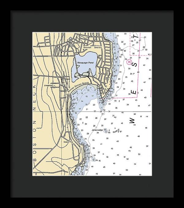 Bonnet Shores-rhode Island Nautical Chart - Framed Print