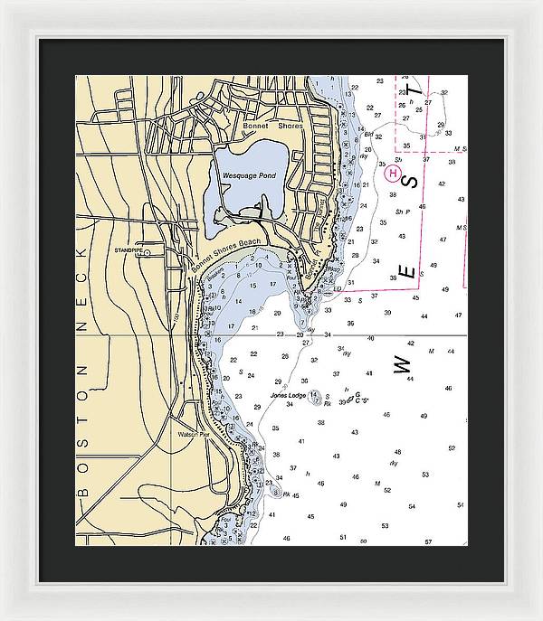 Bonnet Shores-rhode Island Nautical Chart - Framed Print