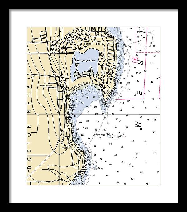 Bonnet Shores-rhode Island Nautical Chart - Framed Print