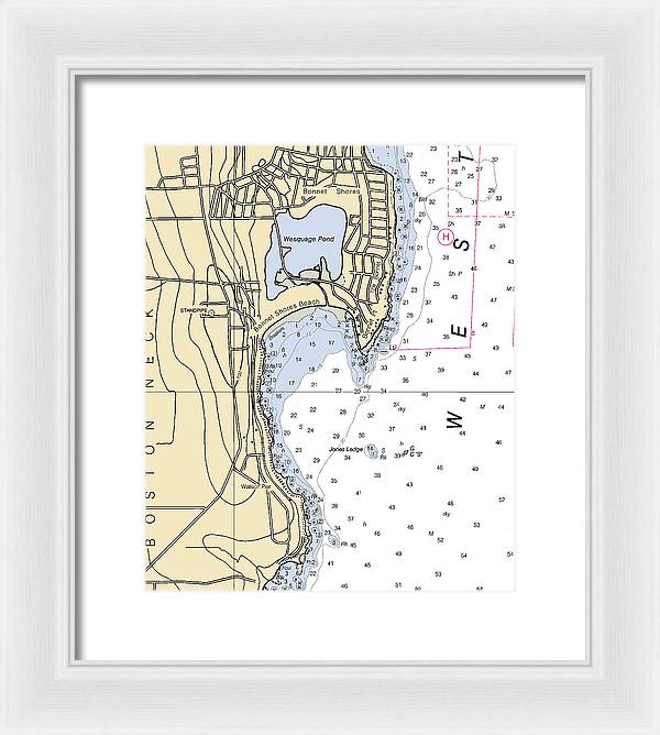 Bonnet Shores-rhode Island Nautical Chart - Framed Print