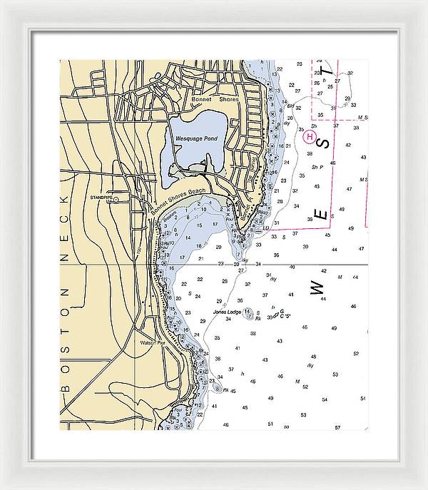 Bonnet Shores-rhode Island Nautical Chart - Framed Print