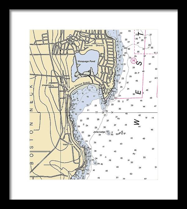 Bonnet Shores-rhode Island Nautical Chart - Framed Print