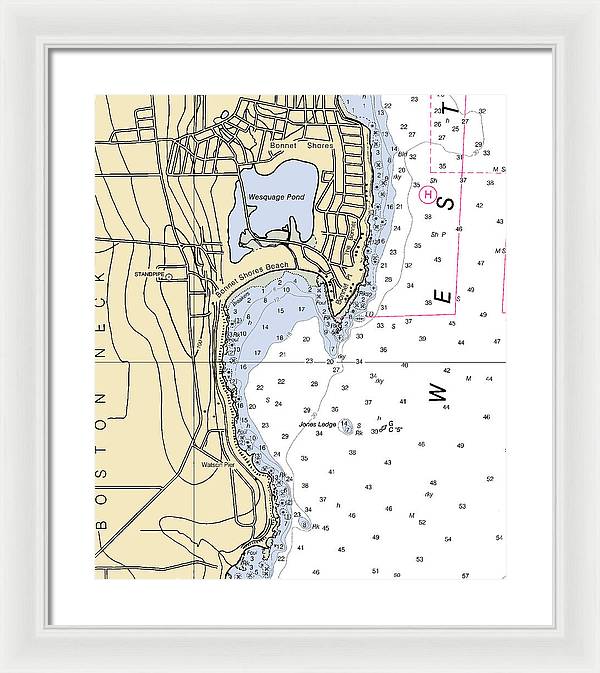 Bonnet Shores-rhode Island Nautical Chart - Framed Print