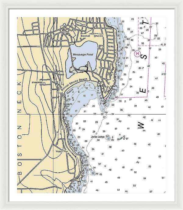 Bonnet Shores-rhode Island Nautical Chart - Framed Print