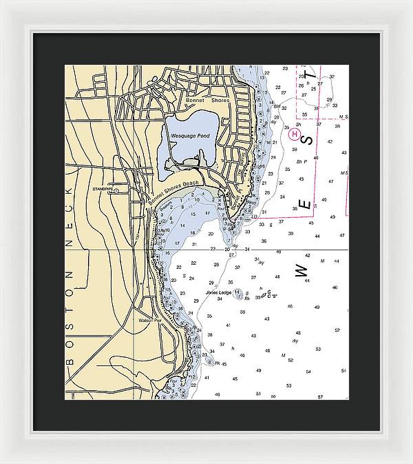 Bonnet Shores-rhode Island Nautical Chart - Framed Print