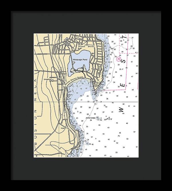 Bonnet Shores-rhode Island Nautical Chart - Framed Print