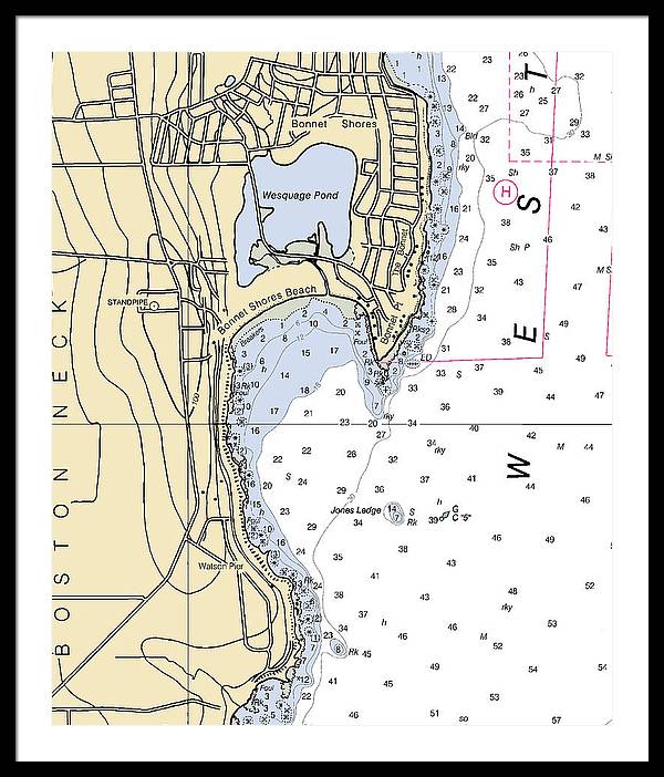 Bonnet Shores-rhode Island Nautical Chart - Framed Print