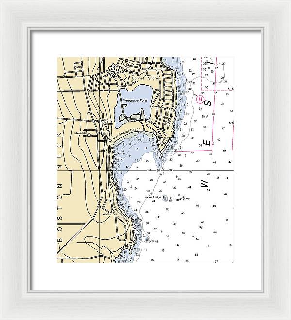 Bonnet Shores-rhode Island Nautical Chart - Framed Print