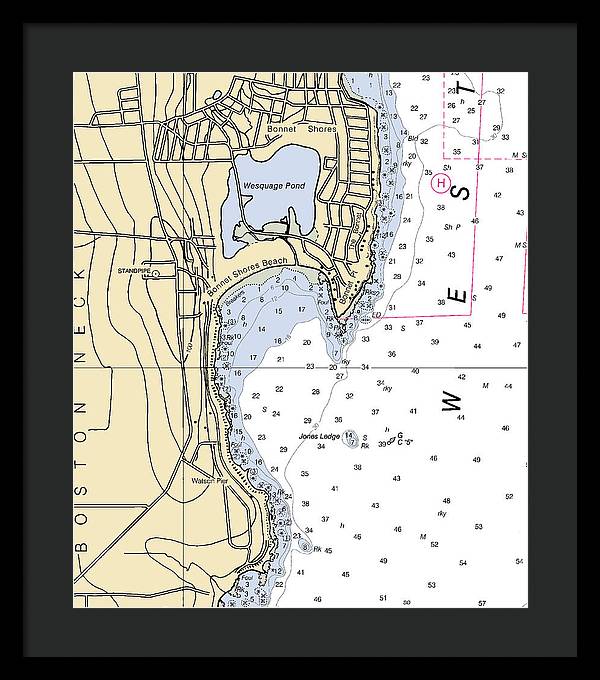 Bonnet Shores-rhode Island Nautical Chart - Framed Print