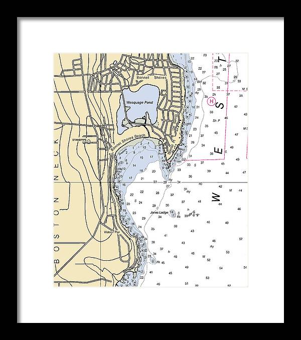 Bonnet Shores-rhode Island Nautical Chart - Framed Print