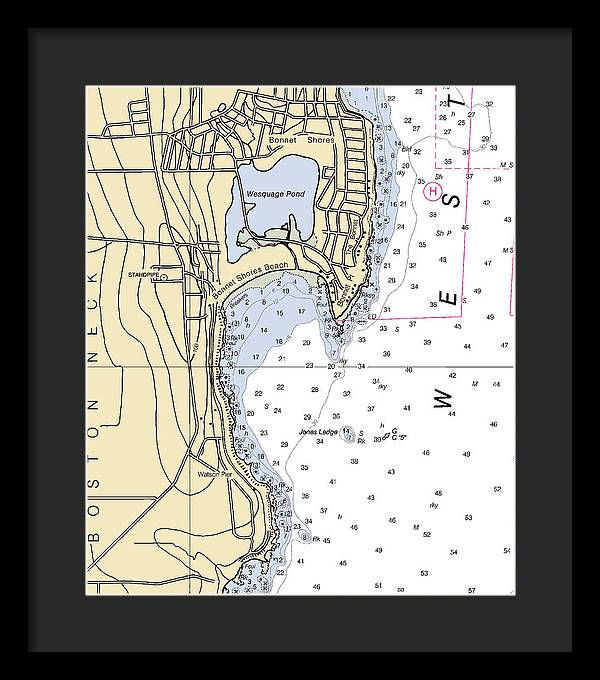 Bonnet Shores-rhode Island Nautical Chart - Framed Print