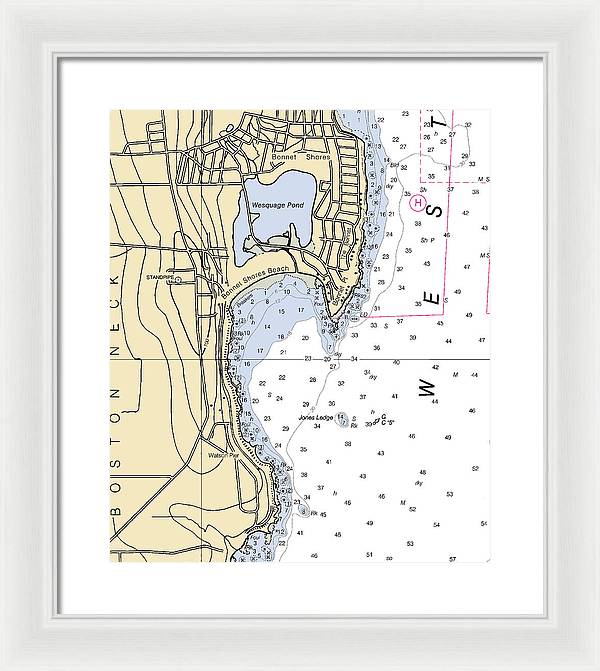 Bonnet Shores-rhode Island Nautical Chart - Framed Print